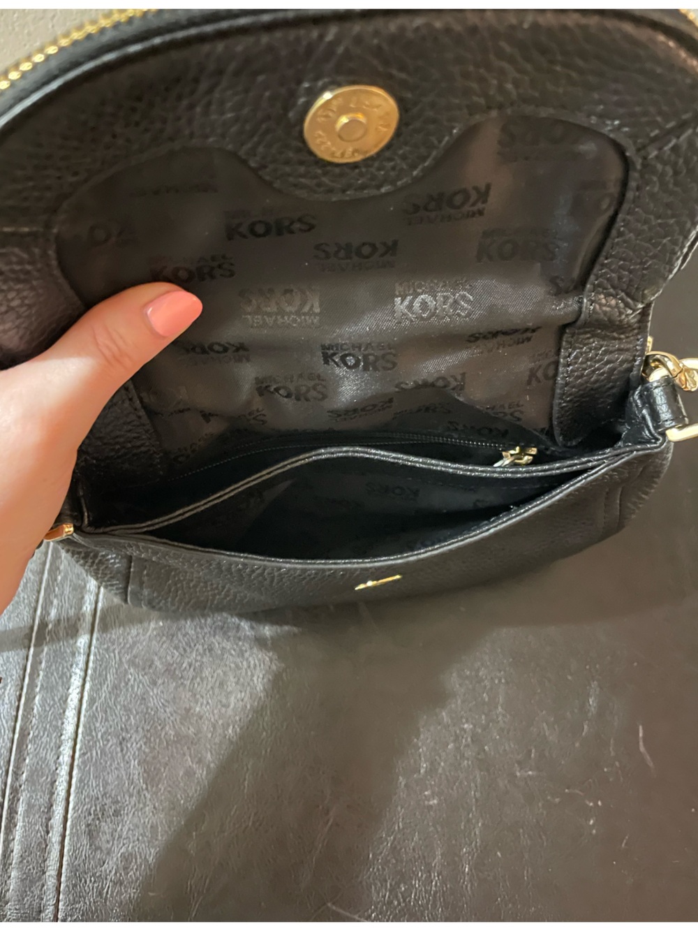 Michael Kors Black Pebbled Leather Crossbody with Gold Hardware - Picture 5 of 7